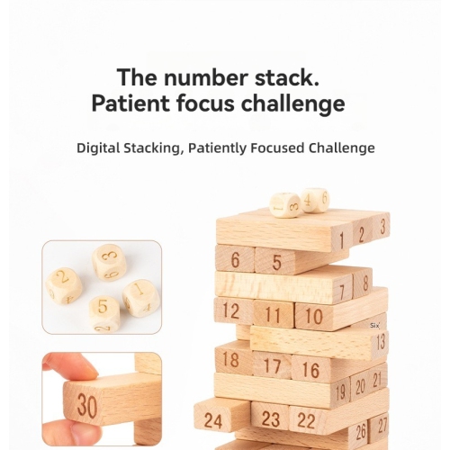 48-Piece Wooden Tower Building Blocks Toy, Domino Stacking Board Game, Montessori Educational Toy