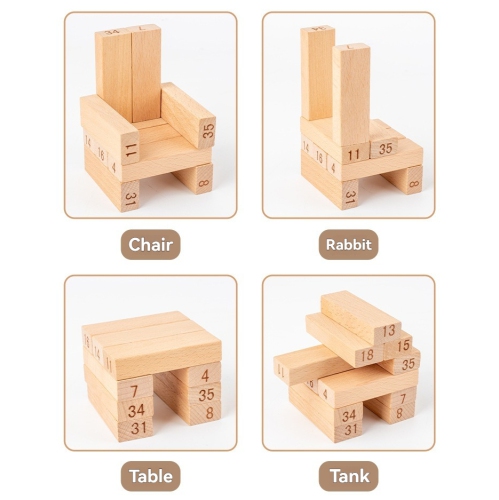 48-Piece Wooden Tower Building Blocks Toy, Domino Stacking Board Game, Montessori Educational Toy