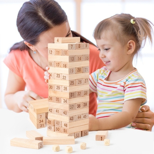 48-Piece Wooden Tower Building Blocks Toy, Domino Stacking Board Game, Montessori Educational Toy