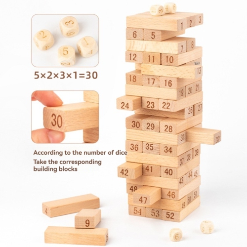 48-Piece Wooden Tower Building Blocks Toy, Domino Stacking Board Game, Montessori Educational Toy