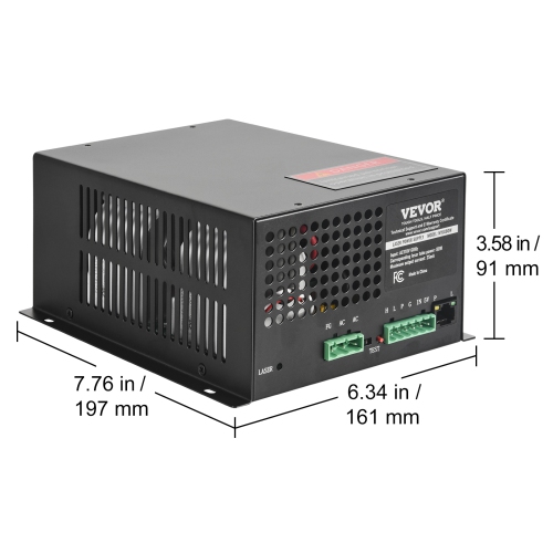 VEVOR 80W CO2 Laser Power Supply, Power Supply for 80W Laser Tube, Constant Current Protection, Open Circuit Protection, Fast Heat Dissipation,