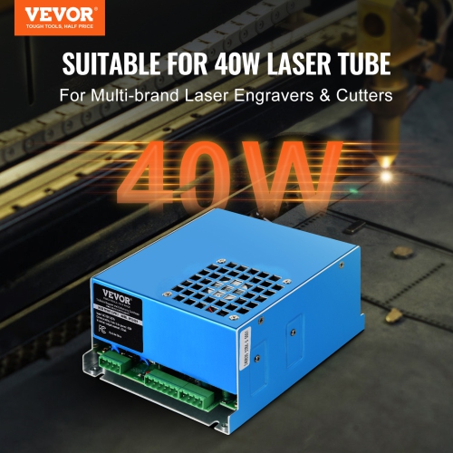 VEVOR 40W CO2 Laser Power Supply, Power Supply for 40W Laser Tube, Constant Current Protection, Open Circuit Protection, Fast Heat Dissipation,