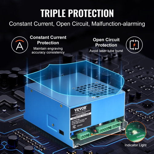 VEVOR 40W CO2 Laser Power Supply, Power Supply for 40W Laser Tube, Constant Current Protection, Open Circuit Protection, Fast Heat Dissipation,