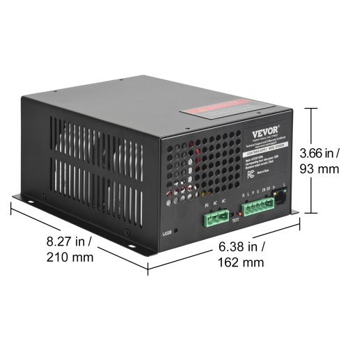 VEVOR 60W CO2 Laser Power Supply, Power Supply for 60W Laser Tube, Constant Current Protection, Open Circuit Protection, Fast Heat Dissipation,