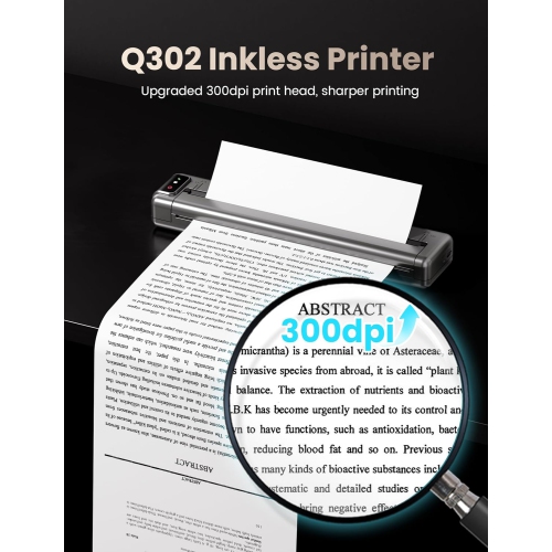 Phomemo OfficePods Pro Q302 Wireless Portable Letter/A4 Printer for travel and home, with free paper inside, support mobilephone scanning.