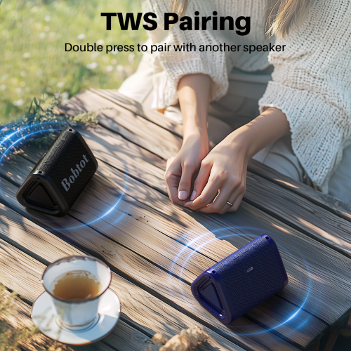 Bobtot Portable Bluetooth Speaker Wireless, IPX7 Small Shower Speaker Waterproof, 15H Playing Time, Loud and Stereo Sound with Bass, TWS Pairing for