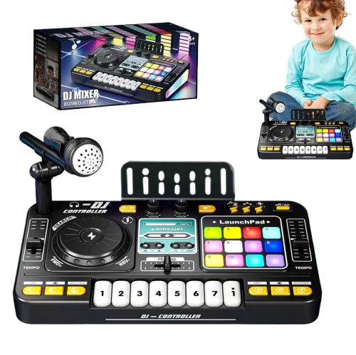 DJ Mixer, Portable Bluetooth Music Stimulation Instrument with Microphone, Music Toy for Boys and Girls