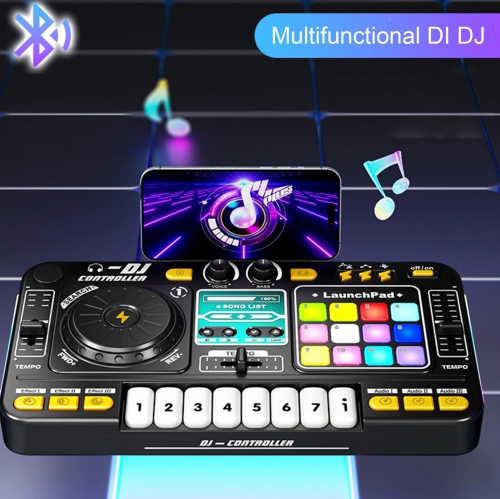 DJ Mixer, Portable Bluetooth Music Stimulation Instrument with Microphone, Music Toy for Boys and Girls