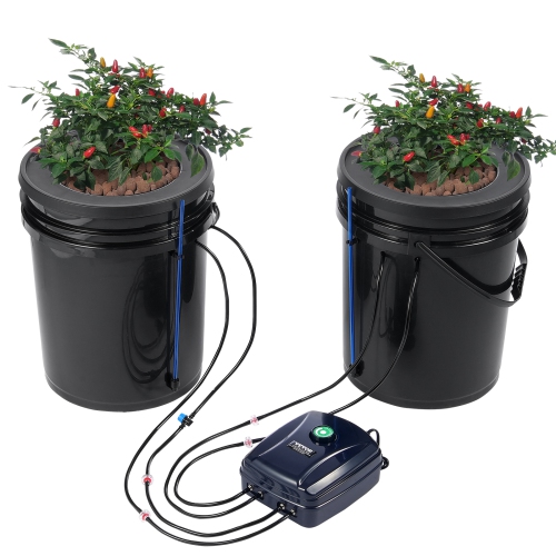 VEVOR 5-Gallon DWC Hydroponics Grow System, Hydroponic Growing System with Top Drip Kit, Deep Water Culture 2 Buckets, with Air Pump, Air Stones and