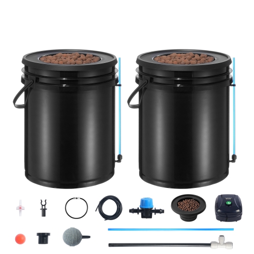 VEVOR 5-Gallon DWC Hydroponics Grow System, Hydroponic Growing System with Top Drip Kit, Deep Water Culture 2 Buckets, with Air Pump, Air Stones and