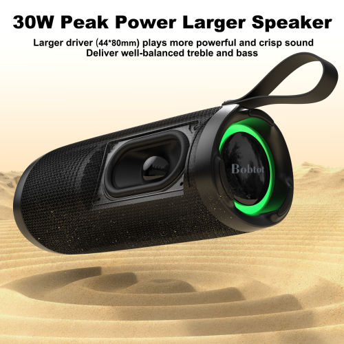 Bobtot Portable Bluetooth Speaker, IPX6 Waterproof Speaker with Punchy Bass, 15W Loud Sound, RGB, 20H Playtime, Dual Pairing for Party, Camping,