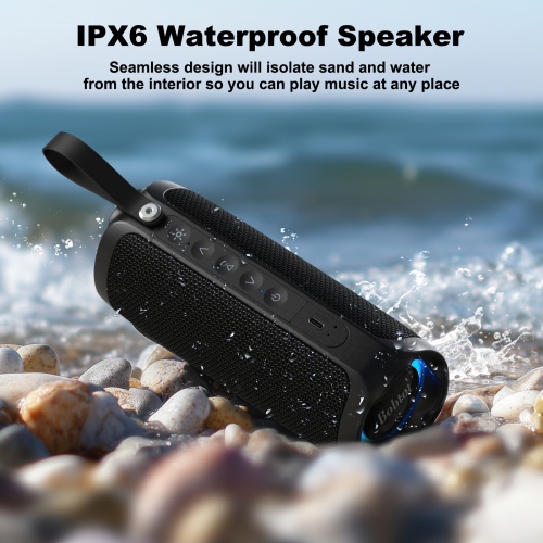 Bobtot Portable Bluetooth Speaker, IPX6 Waterproof Speaker with Punchy Bass, 15W Loud Sound, RGB, 20H Playtime, Dual Pairing for Party, Camping,