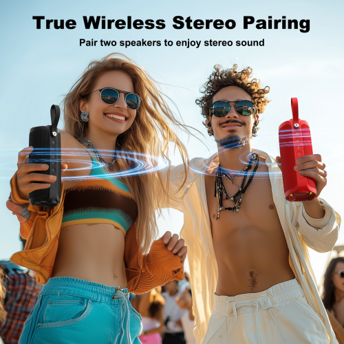 Bobtot Portable Bluetooth Speaker, IPX6 Waterproof Speaker with Punchy Bass, 15W Loud Sound, RGB, 20H Playtime, Dual Pairing for Party, Camping,