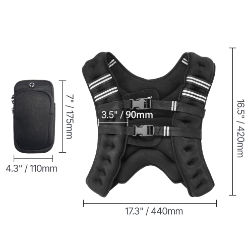 VEVOR 20 lbs Weight Vest with Reflective Stripe,Adjustable Buckle Body Weight Vest for Men Women, Workout Equipment for Strength
