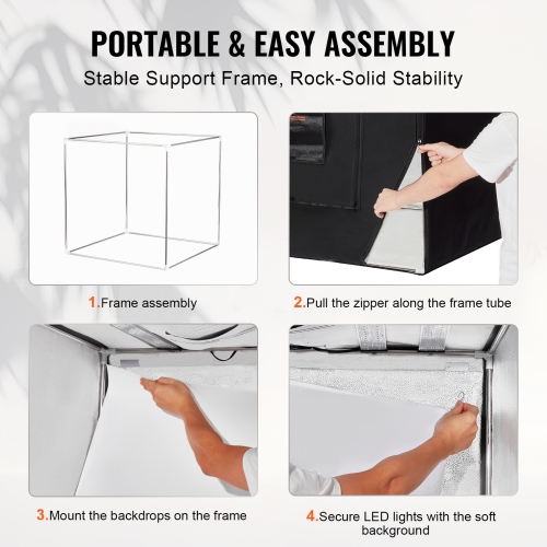 VEVOR 39" x 39" Photo Studio Light Box, 5600K Professional Photo Shooting Tent Kit with 210 LED Lights 5 Backdrops Power Adapter Soft Light Cloth