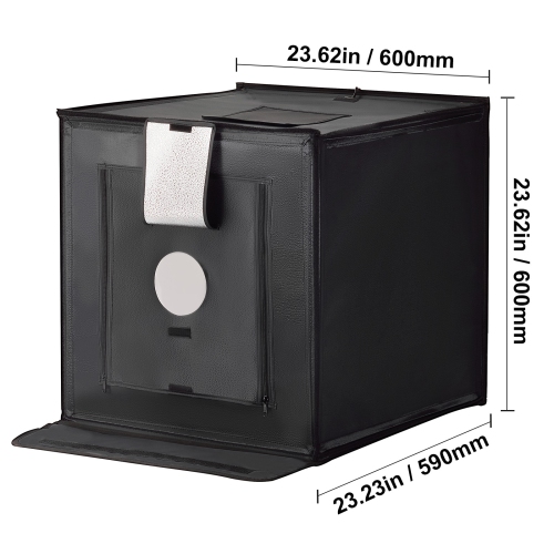 VEVOR 24" x 24" Photo Studio Light Box, 3000-5600K Adjustable 3 Color Temperatures Shooting Tent Kit with 160 LED 6 Backdrops Power Adapter Soft