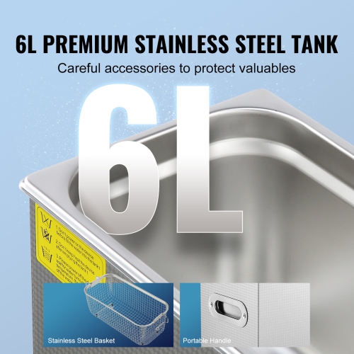 VEVOR Ultrasonic Cleaner with Digital Timer & Heater, Professional Ultra Sonic Jewelry Cleaner, Stainless Steel Heated Cleaning Machine for Glasses