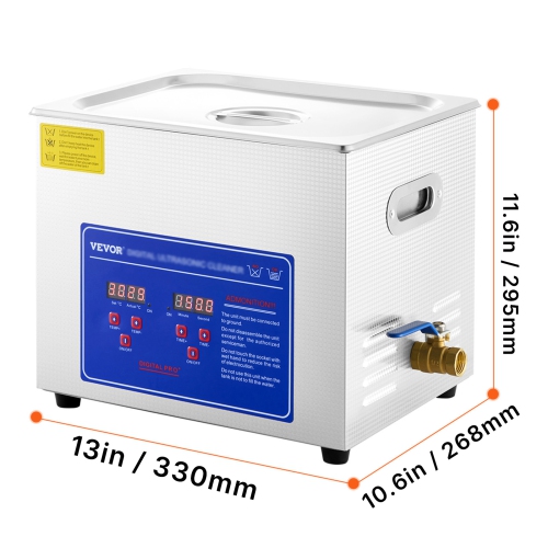VEVOR Professional Ultrasonic Cleaner, 9.5 L Ultrasonic Jewelry Cleaner with Digital Timer & Heater, Stainless Steel Industrial Sonic Cleaner 40kHz