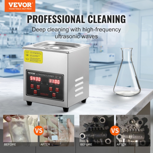 VEVOR Ultrasonic Cleaner with Digital Timer & Heater, Professional Ultra Sonic Jewelry Cleaner, Stainless Steel Heated Cleaning Machine for Glasses
