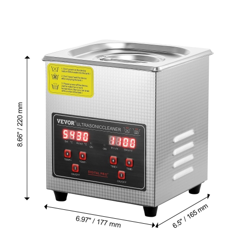 VEVOR Ultrasonic Cleaner with Digital Timer & Heater, Professional Ultra Sonic Jewelry Cleaner, Stainless Steel Heated Cleaning Machine for Glasses
