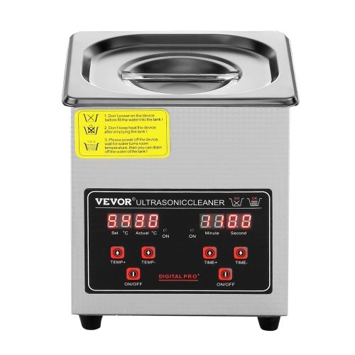 VEVOR Ultrasonic Cleaner with Digital Timer & Heater, Professional Ultra Sonic Jewelry Cleaner, Stainless Steel Heated Cleaning Machine for Glasses