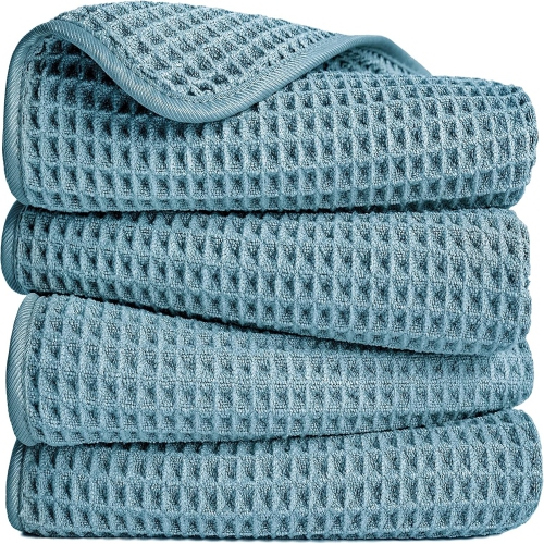 Paquet de 4 essuie-mains en microfibre Polyte – Tissu gaufré vert