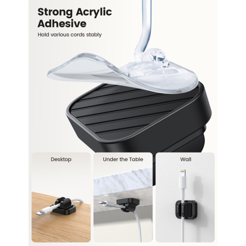 Paquet de 5 pinces à ressort pour câble, range-cordon pour bureau - pince à cordon réglable, range-fils, porte-câble USB pour téléphone