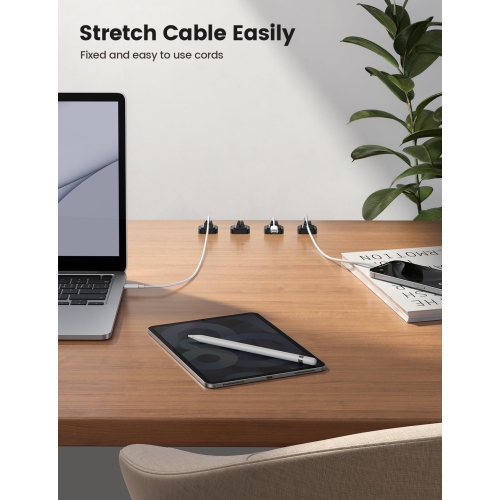Paquet de 5 pinces à ressort pour câble, range-cordon pour bureau - pince à cordon réglable, range-fils, porte-câble USB pour téléphone