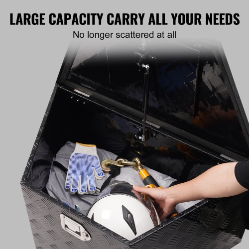 VEVOR 33"x19"x18" Trailer Tongue Box, Aluminum Alloy Diamond Plate Tongue Box Tool Chest, Trailer Box Storage with Lock and Keys, Trailer Tongue Box