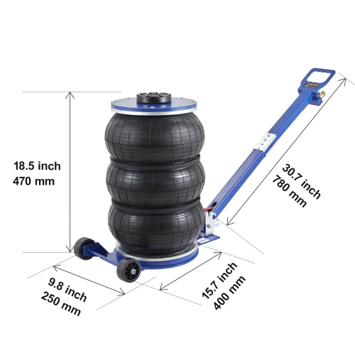VEVOR 5 Ton/11000 lbs Triple Bag Air Jack,Airbag Jack with Six Steel Pipes,Lift up to 18.5 inch/470 mm,3-5 s Lifting Pneumatic Jack, with Adjustable
