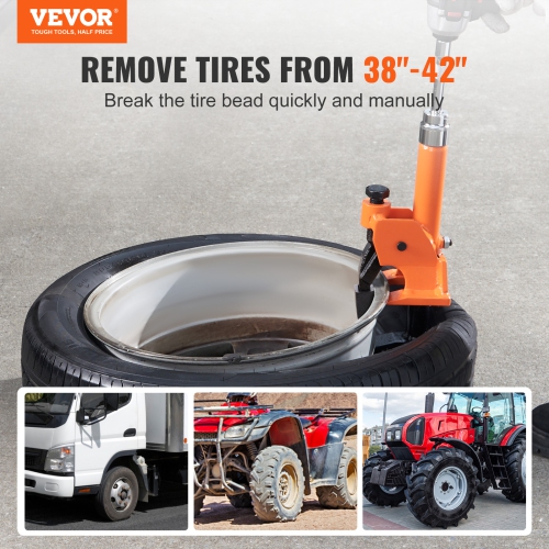 VEVOR 38"-42" Manual Tire Bead Breaker, Tires Changer Tool with Rubber Pad, Protect Aluminum Alloy Hubs, Tire Repair Tool for ATVs/UTVs, Tractors,