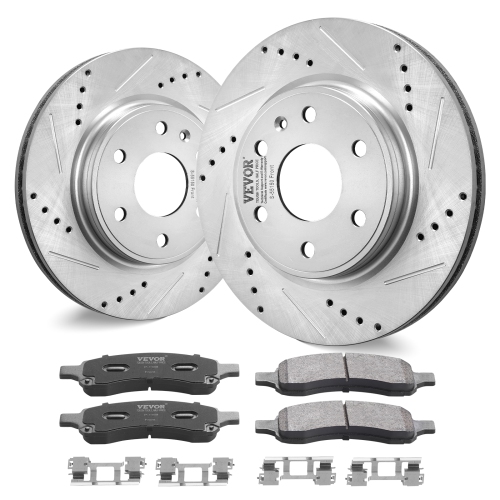 VEVOR  12.8" Front Brake Kit Compatible w 2007-2017 Chevy Traverse, Buick Enclave, Gmc Acadia, Saturn Outlook, Drilled And Slotted Brake Rotors