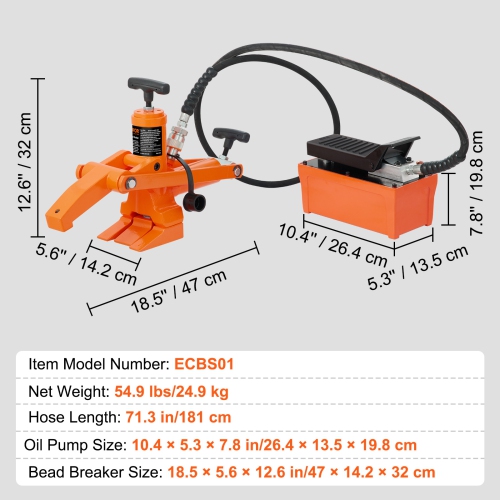 VEVOR 10000 Hydraulic Bead Breaker, PSI Tire Bead Breaker with Metal Foot Pump, Heavy-duty Steel Bead Breaker Tool for Tractors, Trucks, Buses, Lawn