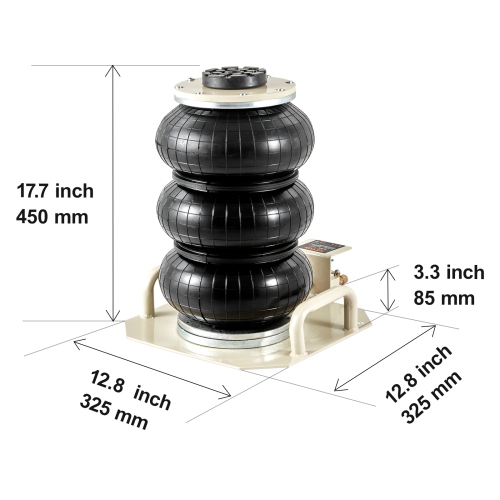VEVOR 3 Ton/6600 lbs Triple Bag Air Jack,Airbag Jack with Six Steel Pipes,Lift up to 17.7 inch/450 mm,3-5 s Lifting Pneumatic Jack, with Side Handles
