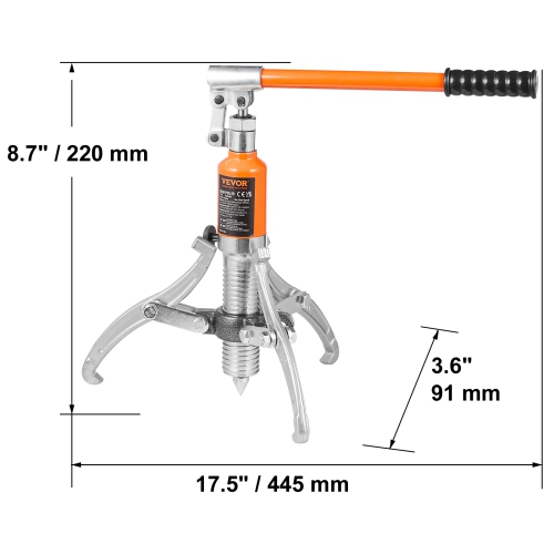 VEVOR 8" Hydraulic Gear Puller,5 Ton Max Capacity Wheel Bearing Pulling Separator, 2 or 3 Jaws Puller, Vertically and Horizontally, Jaw Hydraulic