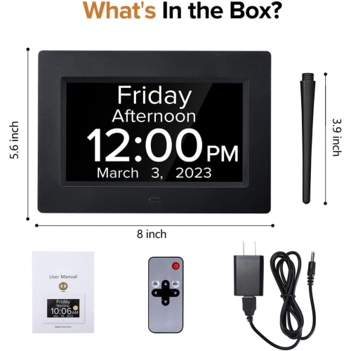 7 Inch Digital Clock Large Display , Dementia Clock Large Number Digital Clocks for Seniors