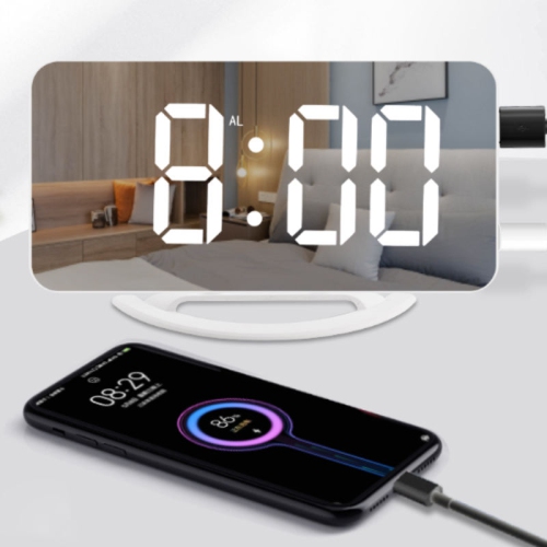 Large Screen Vibrating Alarm Clock ,Digital mirror Alarm Clock with Adjustable Brightness, Snooze Mode for Heavy Sleepers