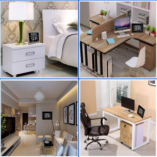 Horloge de 7&nbsp;po avec jour et date pour personnes âgées Horloge numérique grand écran, Réveil-matin pour personnes âgées Blanc