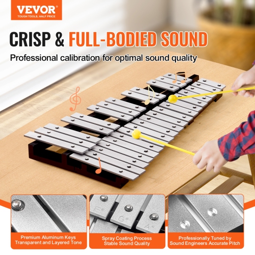 VEVOR 32 Note Glockenspiel Xylophone Bell Kit, Percussion Instrument with Mallets, Drum Sticks and Carrying Bag, Professional Glockenspiel Xylophone