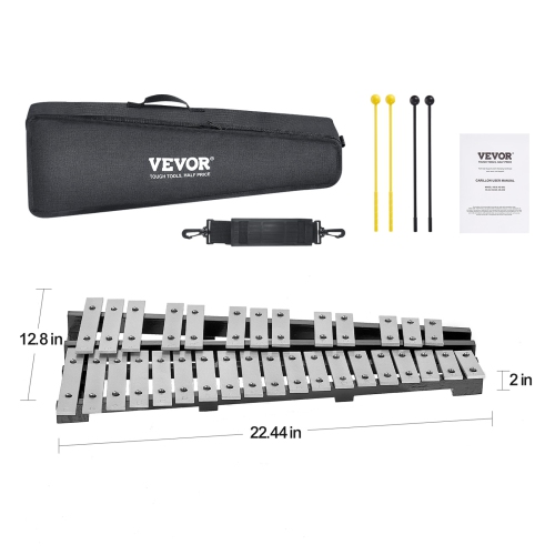 VEVOR 32 Note Glockenspiel Xylophone Bell Kit, Percussion Instrument with Mallets, Drum Sticks and Carrying Bag, Professional Glockenspiel Xylophone