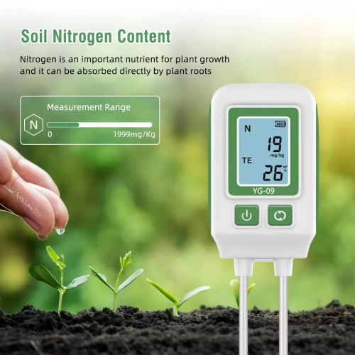 NPK Soil Tester Temp/Nitrogen/Phosphorus/Potassium Sensor Soil Nutrient Meter for Gardening Potted Planting Farm