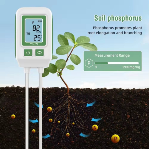 NPK Soil Tester Temp/Nitrogen/Phosphorus/Potassium Sensor Soil Nutrient Meter for Gardening Potted Planting Farm