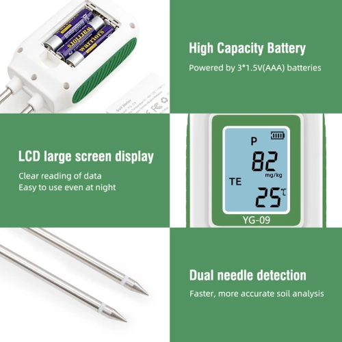 NPK Soil Tester Temp/Nitrogen/Phosphorus/Potassium Sensor Soil Nutrient Meter for Gardening Potted Planting Farm