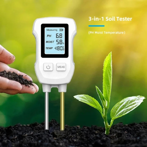 Image 1 of 6.. 3-in-1 Digital Soil Analyzer - pH, Temperature & Humidity Detector for Orchards and Potted Plants, Battery Not Included, PH Meter For Soil Testing