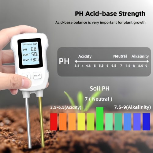 3-in-1 Digital Soil Analyzer - pH, Temperature & Humidity Detector for Orchards and Potted Plants, Battery Not Included, PH Meter For Soil Testing