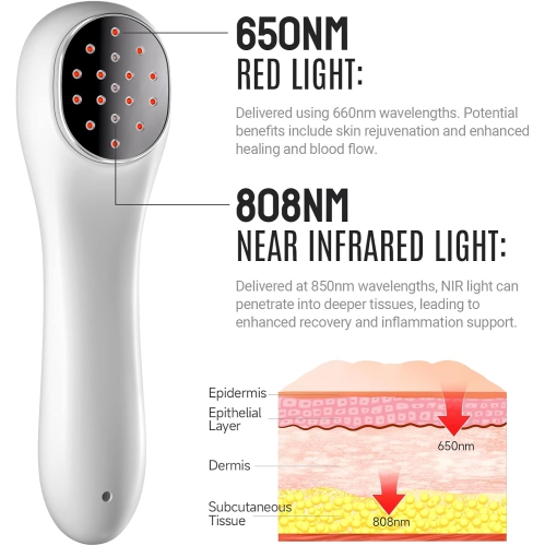 Red Light Therapy,Infrared Red Light Therapy Device for Body Joint Muscles Pain Relief,650nm & 808nm Red Light Therapy Wand