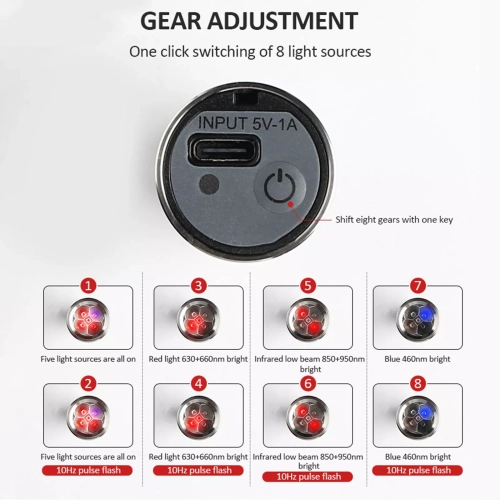 Lampe de poche infrarouge à 5 DEL de thérapie à lumière rouge pour le soulagement de la douleur Beauty Repair Lampe de poche rechargeable de thérapie