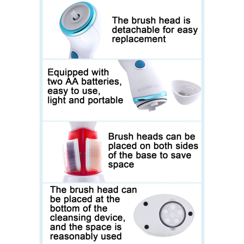 Facial Clean Brush Rechargeable Face Brush Waterproof Electric Rotating Face Scrubber-Blue