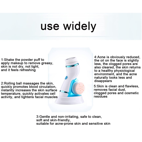 Facial Clean Brush Rechargeable Face Brush Waterproof Electric Rotating Face Scrubber-Blue