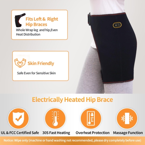 USB Electric Heated Hip Brace Thigh Brace Massager Hip Support Brace for Arthritis Pulled Muscles